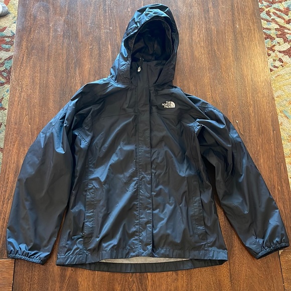 The North Face kids Girls black waterproof rain jacket size XL 18 EUC - Picture 1 of 8